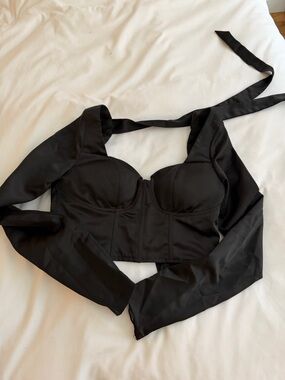 Danielle Guizio Long Sleeve Bustier Top